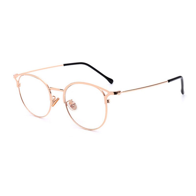 SHAUNA Anti-Blue Light Metal Cat Eye Glasses Frame Cat Ear Optical Frames Women: Rose Gold