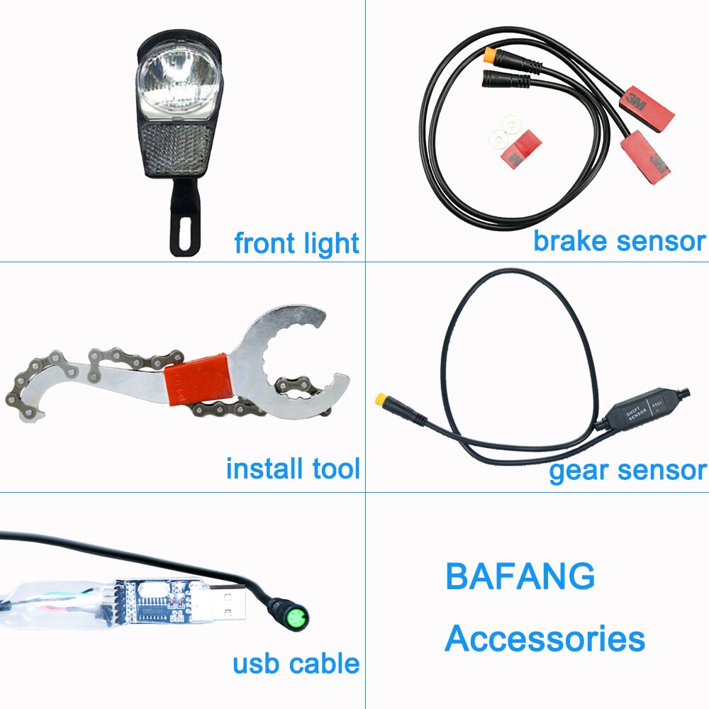 Bafang Gear Shift Sensor/Hydraulische Rem Sensor/6V Head Light/Usb Programmeerkabel/36V 48V 2A Lader/Bbs Wrench Tool