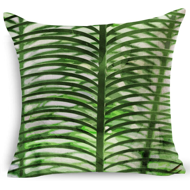 18 Home decoratieve kussens katoen linnen sierkussen groene bladeren print gezellige rugleuning kussen beddengoed kussensloop LXC