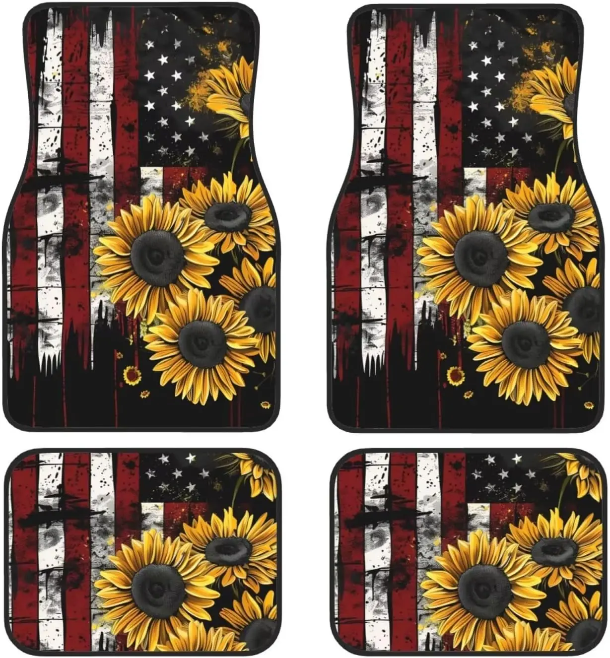 4 Uds alfombrillas de coche alfombras Rosa flor de cerezo Protector de suelo de coches para alfombra negro lindo Floral antideslizante alfombrillas traseras de coche: Plata