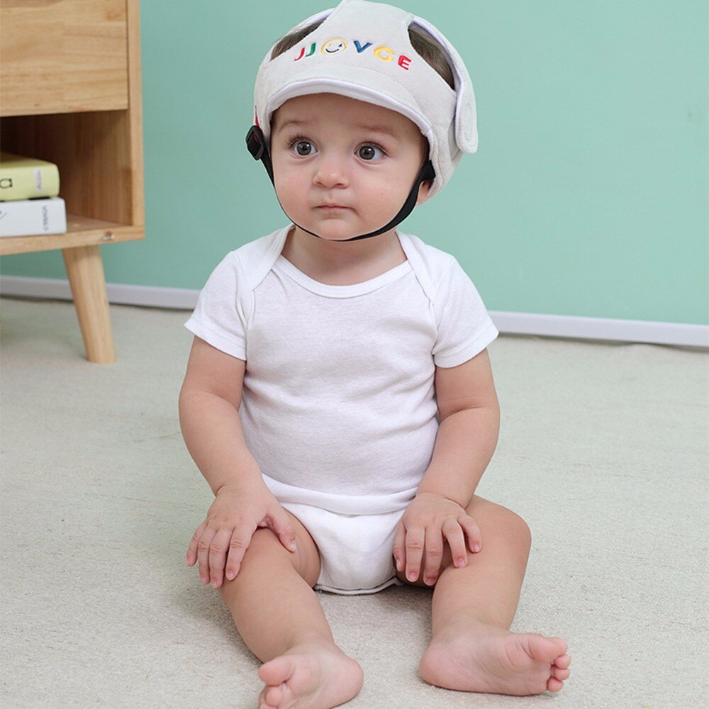 Justerbar bomulds babyhovedbeskyttelsespudehjelm anti-bump hoved sikkerhedsprodukt til børn, lillebørns hovedbeskytterpude: Grå