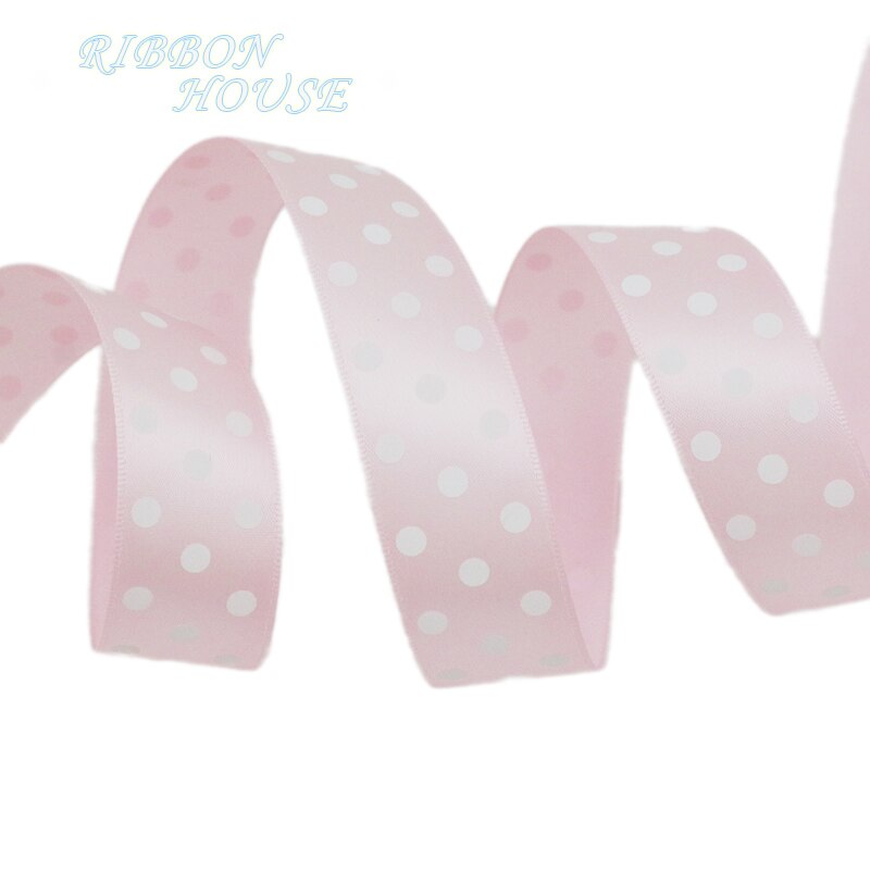 2Meters/Lot 25mm Polka Dot Printed Satin Ribbons DIY Crafts Handmade Material Party Box Decoration Ribbon: Light Pink