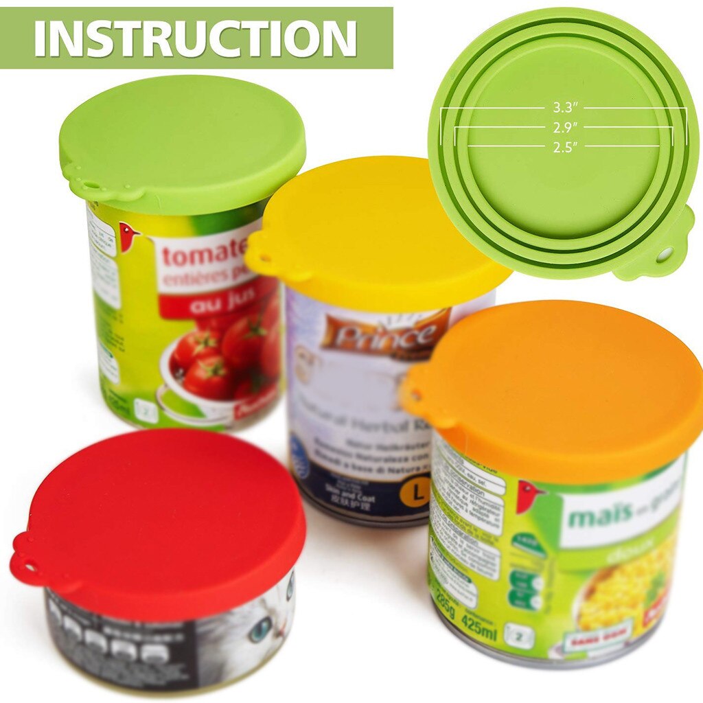 Can Lids Food Can Covers Universal Silicone Can Lids One Size 4Pack Can Caps Can Lid Dust Free Sealer Reusable Food Can Cover