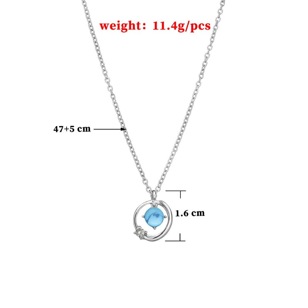 Frauen Halskette Multi Layered Mond Silber Farbe Halskette Blau Kristall Schmuck Geburtstag Party halskette für frauen