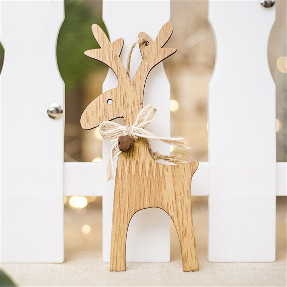 Jul hjort trä hängen prydnadsföremål för julgran diy prydnad julfest dekorationer barn hängande prydnadssaker: B