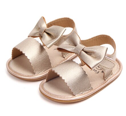 Emmababy Newborn Infant Baby Girls Bowknot Princess Shoes Toddler Summer Sandals PU Non-slip Rubber Shoes: A / 7-12 Months