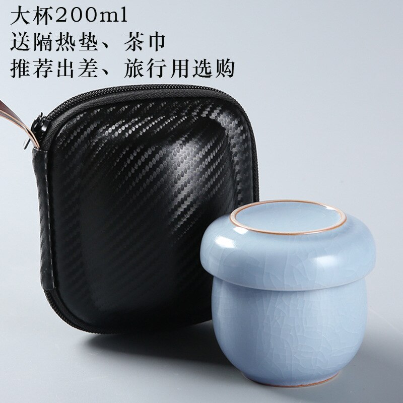 One Teapot One Tea Cup Single Person Simple Ru kiln Teaware Drinkware Chinese Bubble Tea Infuser Set For Friend: Deep Blue