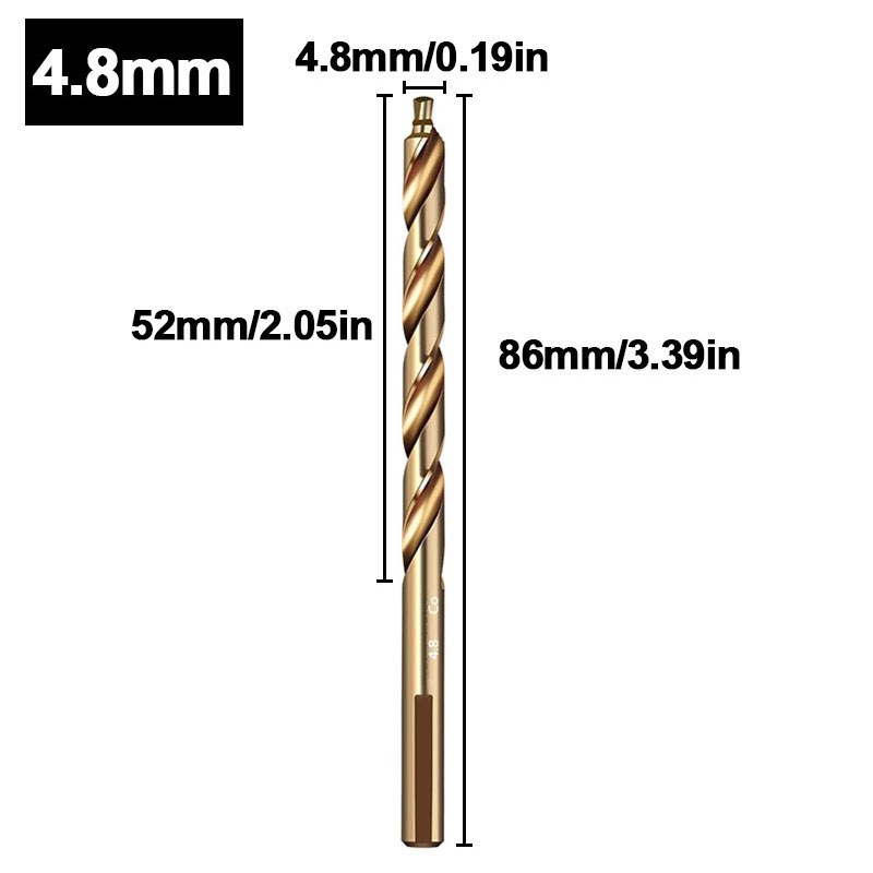 Broca helicoidal escalonada de cobalto, taladro de vástago recto de acero de alta velocidad M35 (3-13 mm) para metal, acero inoxidable y hierro: YELLOW