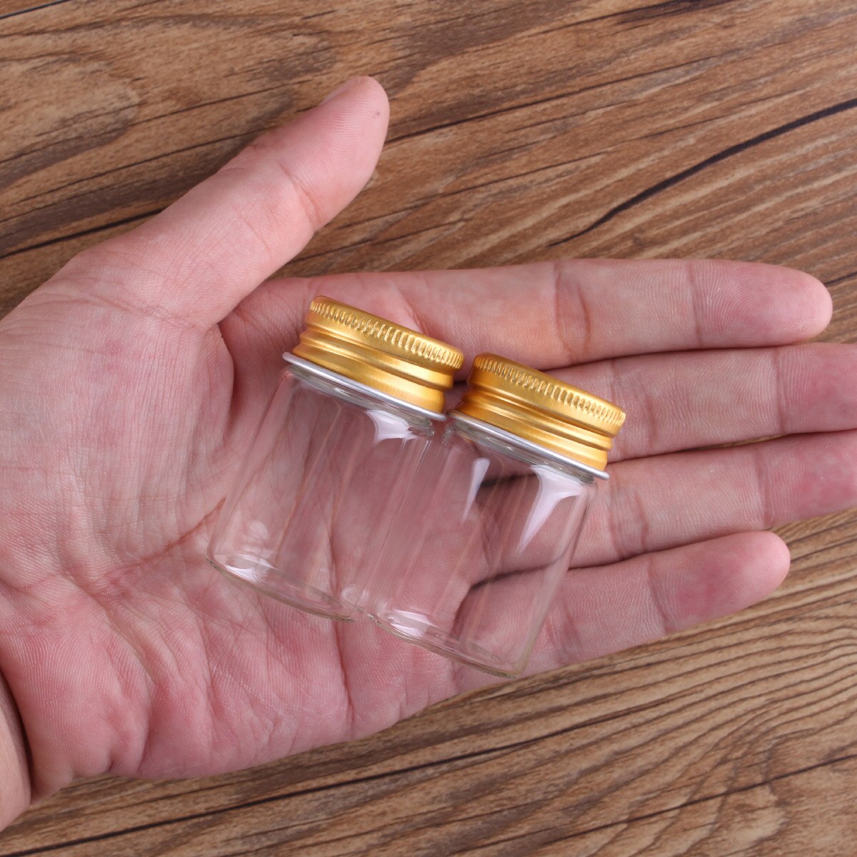 24 pieces 20ml 30*50mm Glass Bottles with Golden Aluminum Caps Small Glass Jars Glass Vials for Wedding Crafts