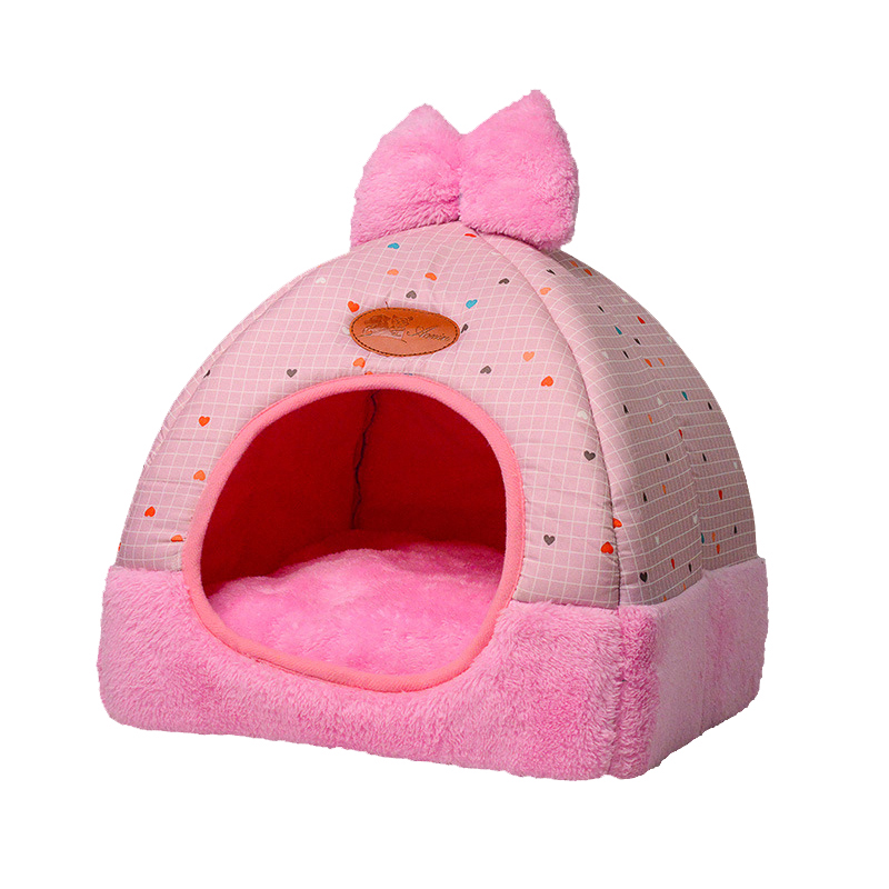 1 Pc Kleine Hond Huis Tent Kennel Alle Seizoenen Bed Honden Vuilwerend Soft Bed Met Boog Wasbare kussen: C3 / 38X38X40cm