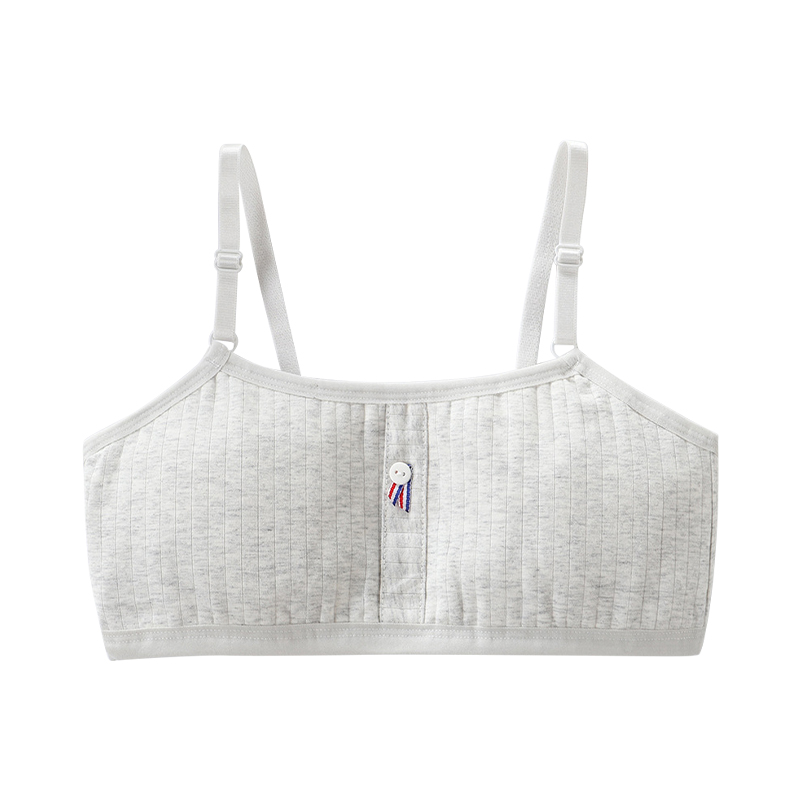 [B226] 8-16Y Tieners Effen Kleur Zachte Katoen Draadloze Beha Puberteit Meisjes Ademende Tops Ondergoed: Gray