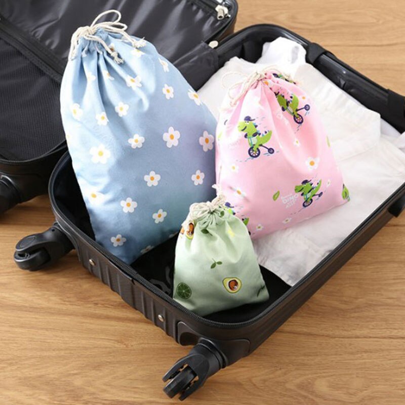 Eco Polyester Cotton Shopping Bag Avocado Flowers Drawstring Shopping Bags Cute Grocery pouch Portable Summer Travel Shoes Bag