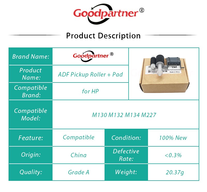 1 Conjunto de alimentación del ADF camioneta de separación PAD para HP M130 M132 M134 M227 M203 M206 M230 M203d M203dn M203dw M227d 130, 132, 134, 227