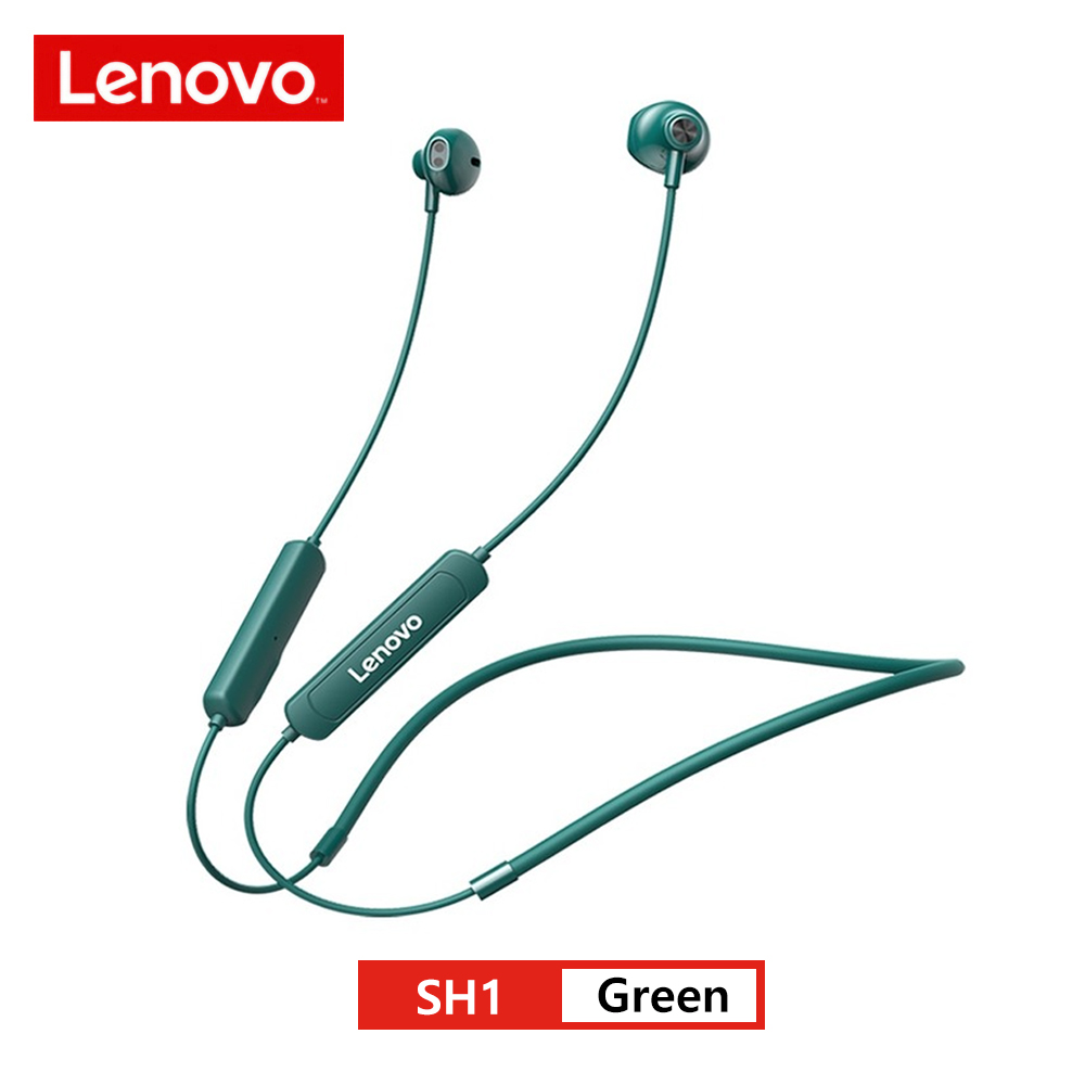 Lenovo SH1 bezprzewodowe słuchawki Bluetooth 5.0 słuchawki z pałąkiem na kark dźwięk HIFI sportowy magnetyczny zestaw słuchawkowy IPX5 wodoodporne słuchawki douszne z mikrofonem: green