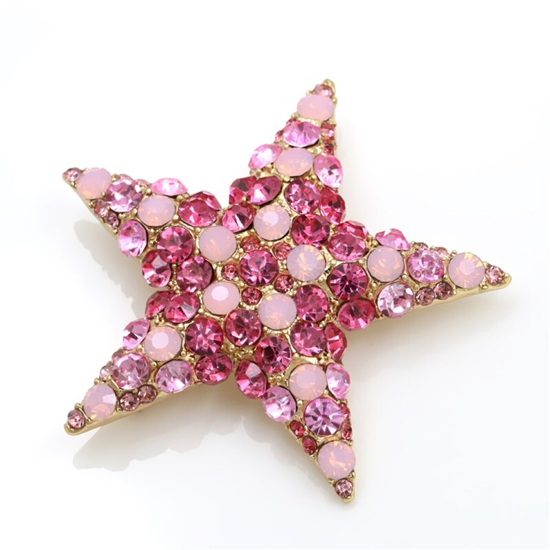 Trendy Stil Kristall Strass Stern Form Brosche Pins Für Frauen in Rosa und Blau Farben: Pink