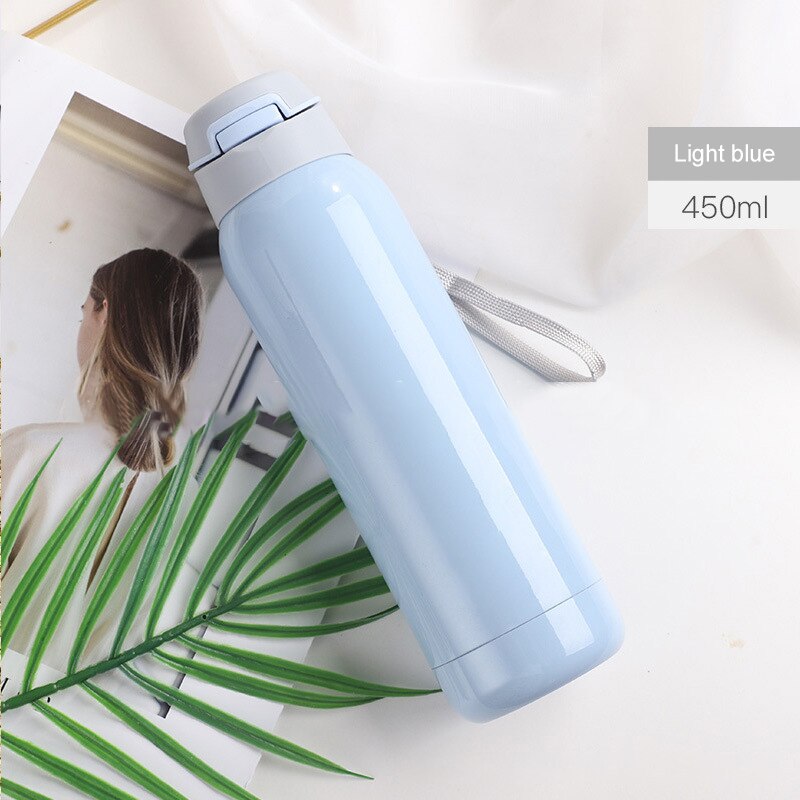 260ml / 450ml rostfri termosflaska med sugrör sporttermosflaska för barn bärbar termoshalm: 450ml a