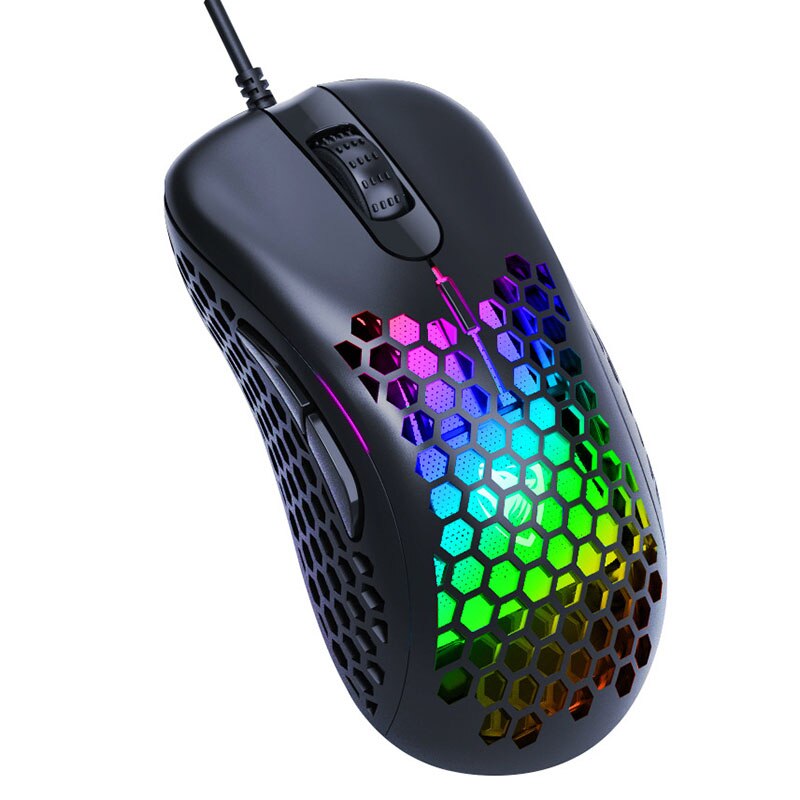 T-WOLF G540 Gaming Mouse - USB Wired, 6 Buttons, Honeycomb Design, Optical Sensor, RGB Lighting: Default Title