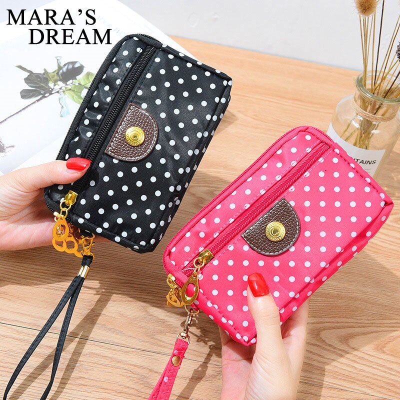 Mara's Dream Canvas Bag Handbag Female Korean Version of The Three Zipper Multi-layer Wallet Hand Bag Small Mobile