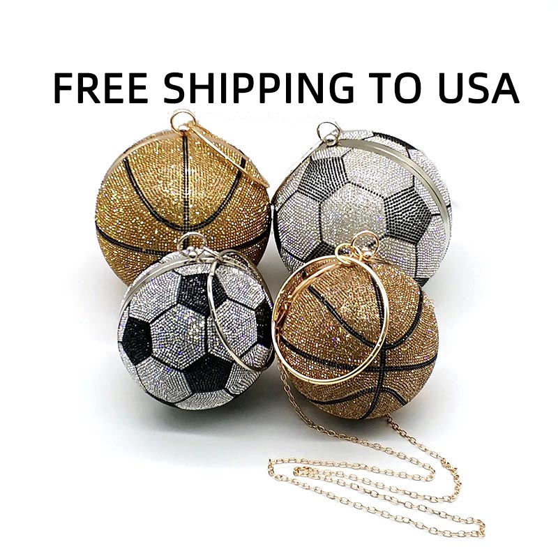 TO USA women luxury funny purses handbag crystal diamonds basketball shoulder bag soccer cross bag