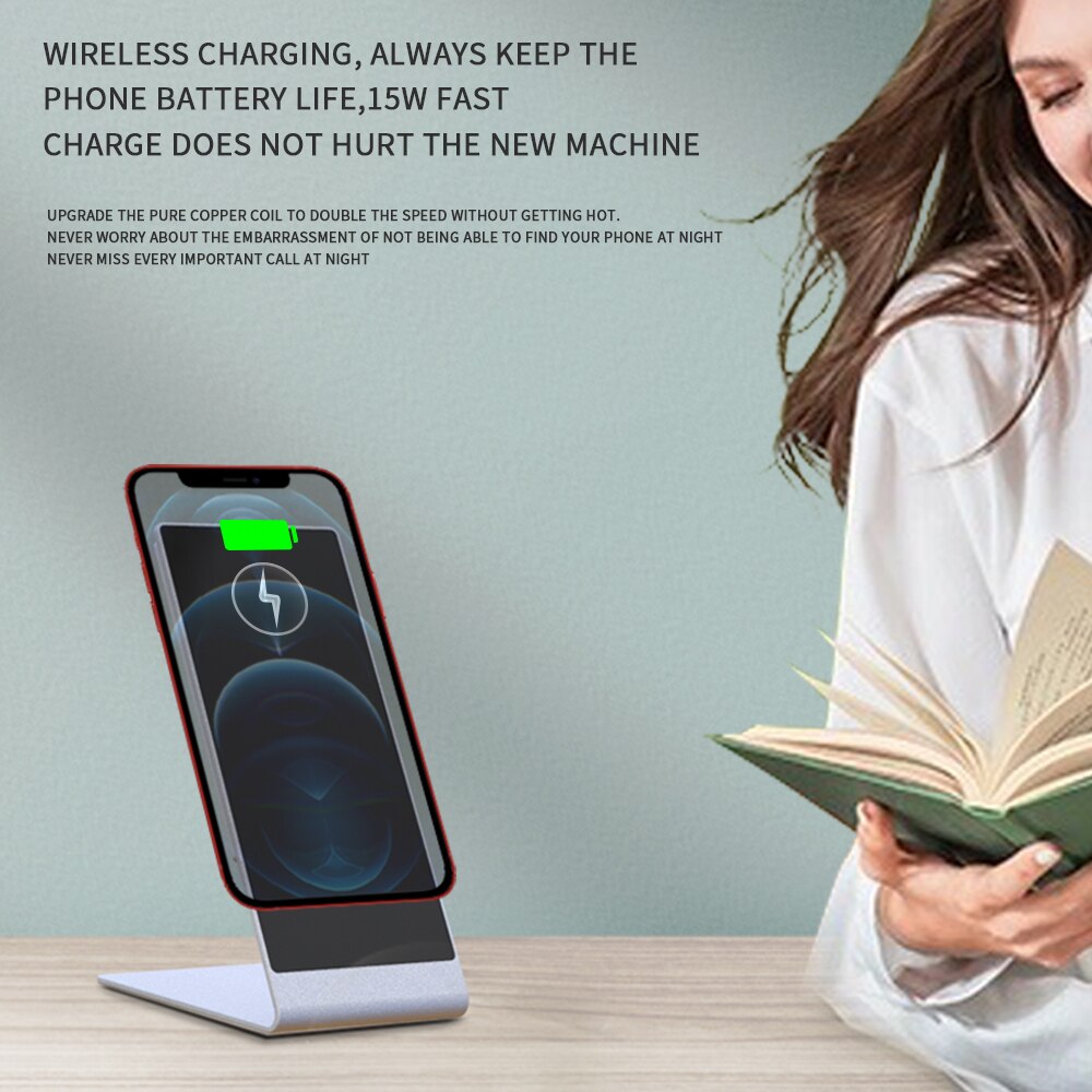 Aluminum Magnetic Wireless Charger Docking Stand 15W for IPhone 12 Pro Max Charging with Magnet Iphone Charger