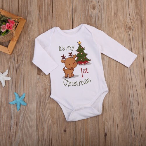 Citgeett bebê infantil meninos meninas manga longa árvore de natal bodysuits outono casual natal macacão roupas zx