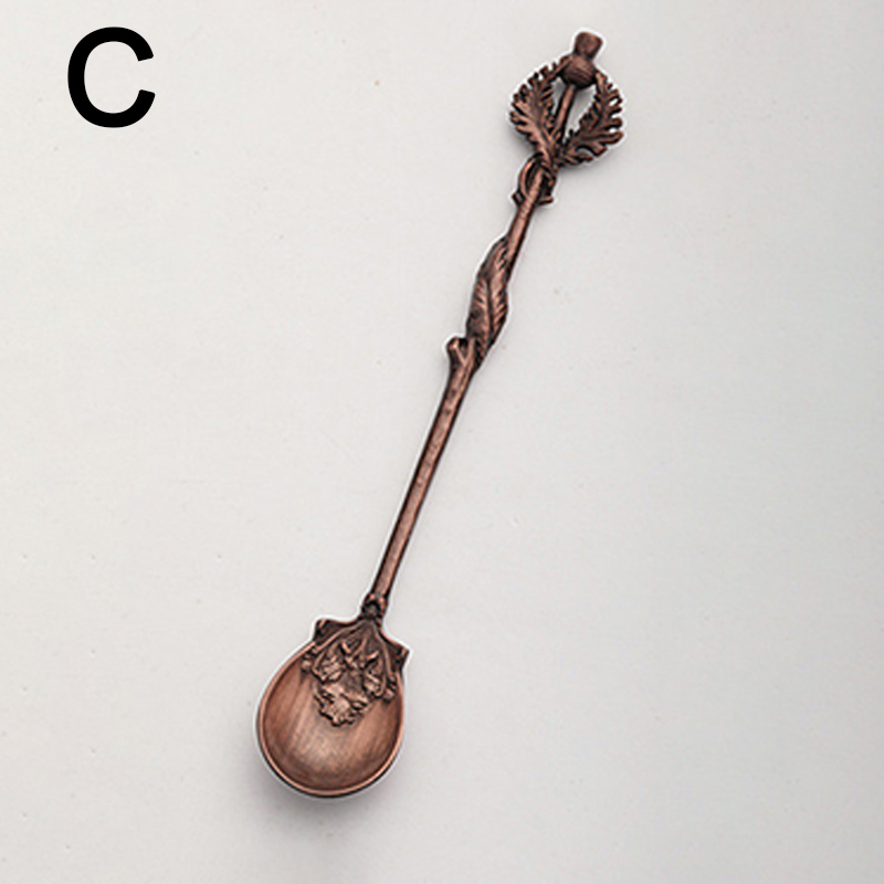 Vintage Crystal Retro Coffee Tea Spoon Carved Flower Small Spoonful Dessert Spoons Afternoon Tea Little Tableware Supplies: C