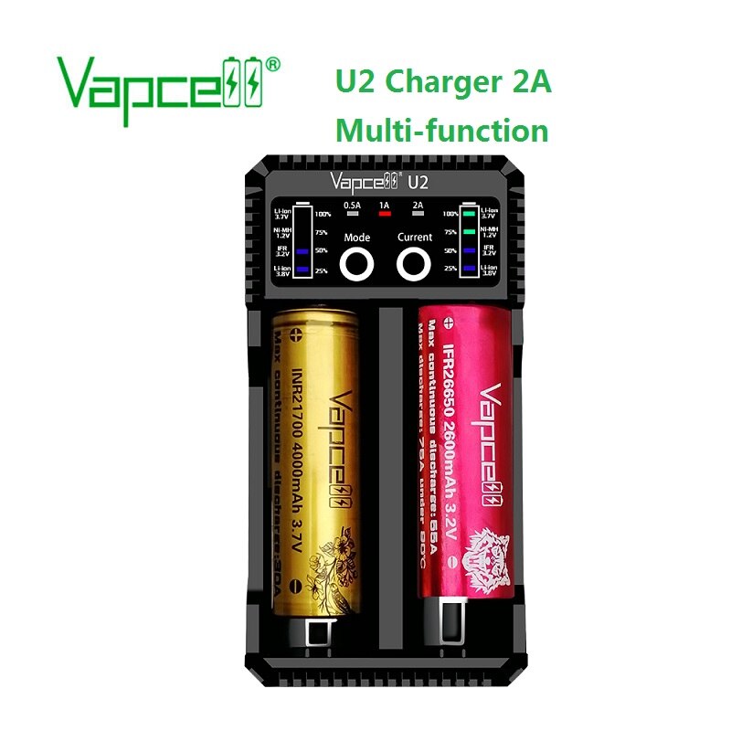 Vapcell U2 2A Smart mini charger USB for Li-ion / Lifepo4 / Ni-MH/Ni-Cd AAA AAAA C D battery charge