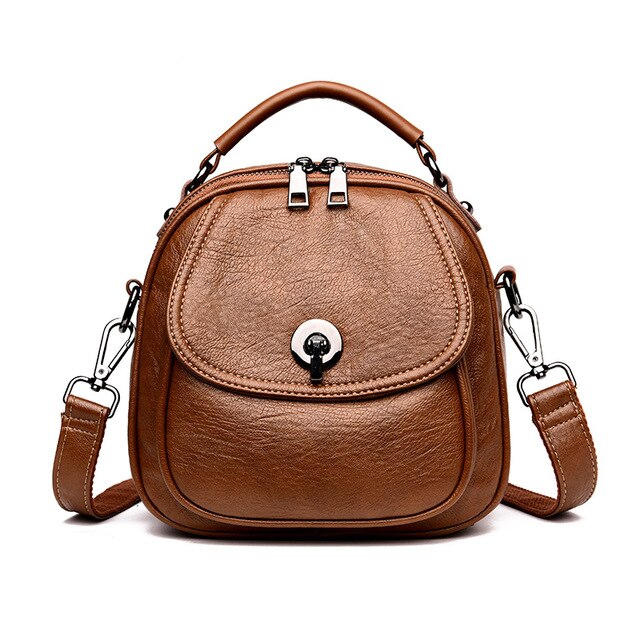 Monitoimireput tytöille mochila feminina naisten nahkareput preppy style pieni laukku vintage: Ruskea