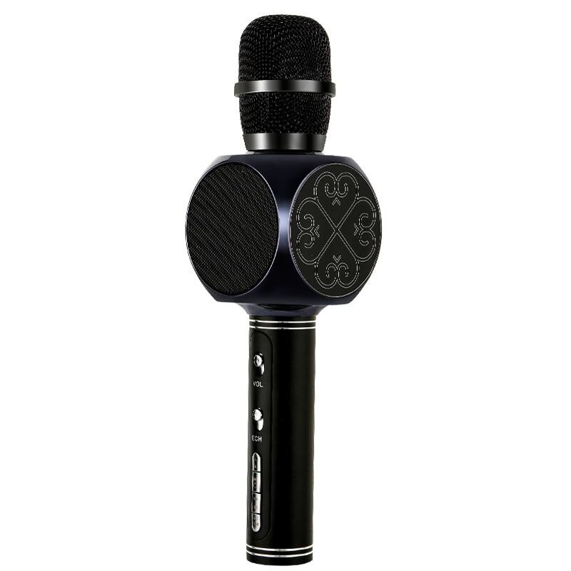 YS-63, inalámbrico por Bluetooth, micrófono portátil de mano PARA Karaoke, altavoz para en casa, micrófono para reunión de habla, micrófono: Black
