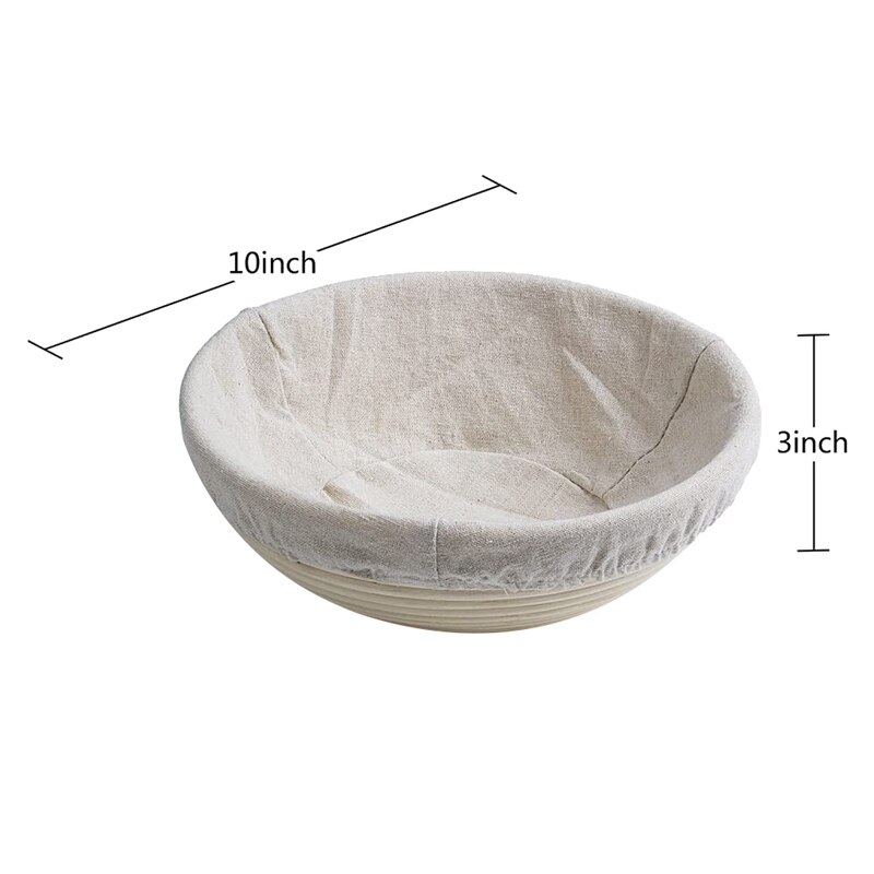 Brotform tondo Banneton da 10 pollici per ciotola in Rattan a prova di Pannello e pasta (pasta da 1000G), spazzola per fodera per forchetta per Pannello inclusa
