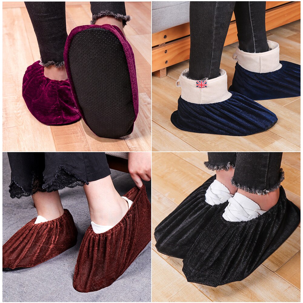 1 Pair of Boot Shoe Covers Anti-Slip Washable Shoe Covers Elasticity Dustproof Reusable Flannel