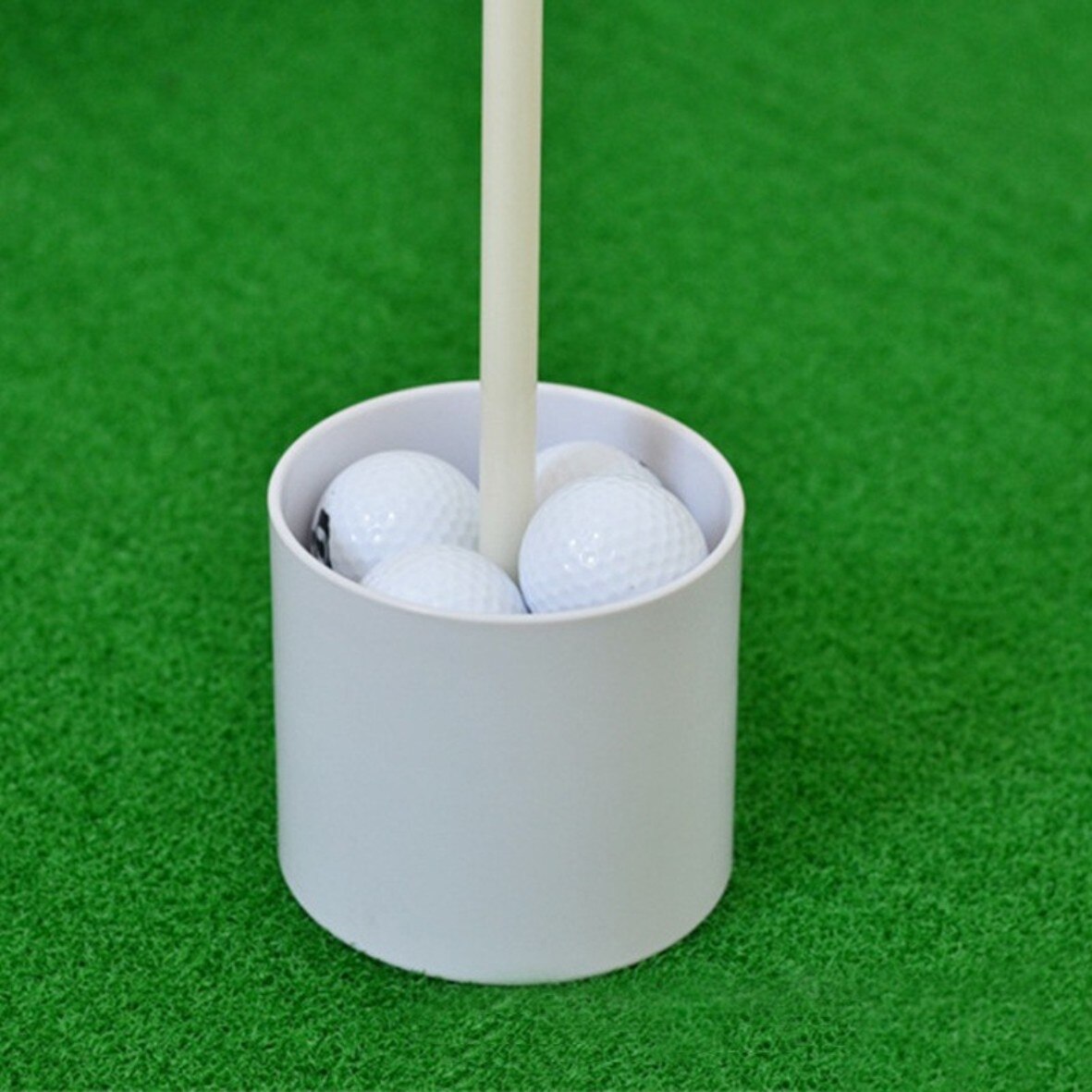 White Plastic Golf Hole Cup Putting Putter Golf Flag Stick Yard Garden Training Backyard Practice Putting Golf Training Aids
