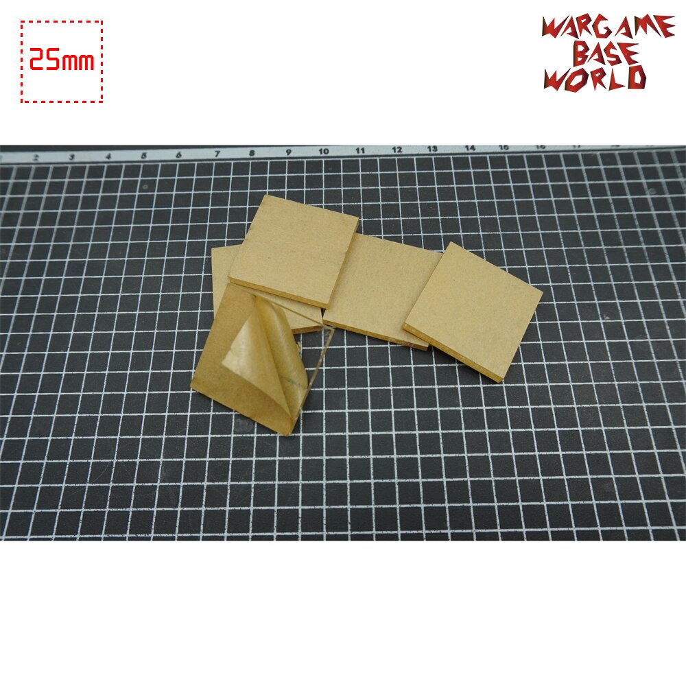 Wargame Base World - TRANSPARENT / CLEAR BASES for Miniatures - square 25mm clear bases: 5 bases