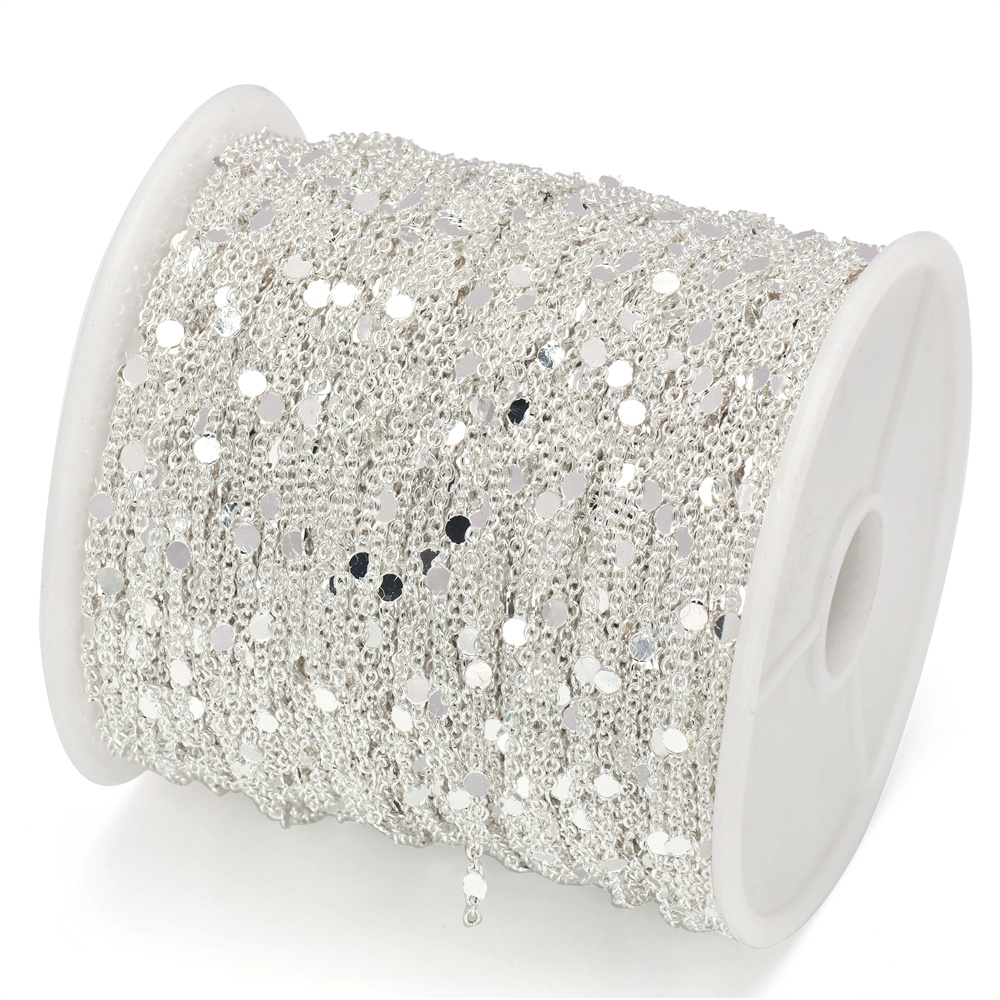 5 m/rouleau 1.5mm paillettes chaîne cuivre câble chaînes or argent collier Bracelet bricolage chaîne bijoux faisant des composants: green