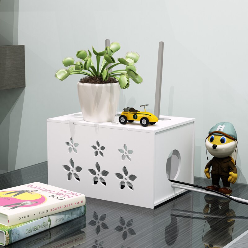 Wifi Router Storage Boxes Cable Power Plus Wire Bracket wire plug-in cable box power cord hidden box set top box storage shelf: Flower world 1 layer