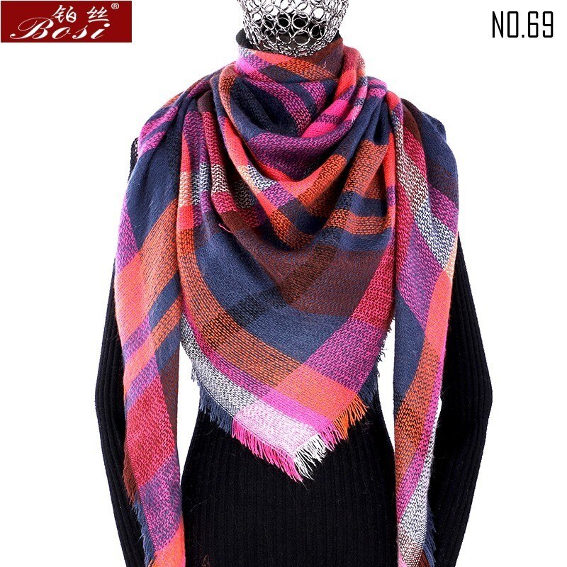 Winter Kasjmier Plaid Sjaal Sjaal Vrouw Poncho Driehoek Luxe Bandana Pashmina Wrap Grote Stola Luxe: 69