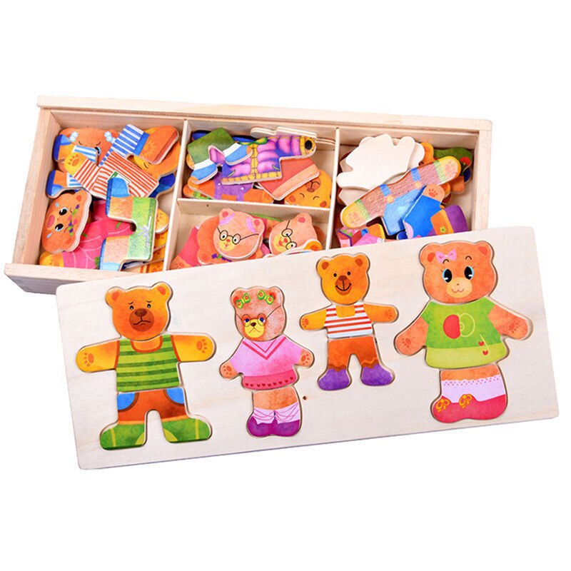 Wooden Dress-Up Puzzle - Toddler Educational Toy - Unisex Wood Craft Game