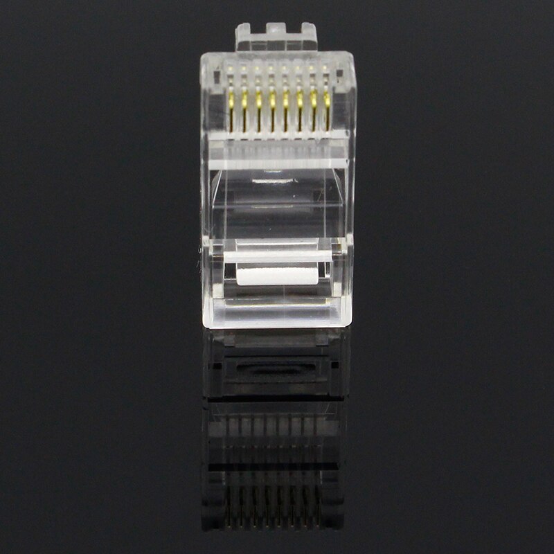 Brand 100 Stuks Crystal Head RJ45 CAT5 CAT5E Modulaire Plug Vergulde Netwerk Connector