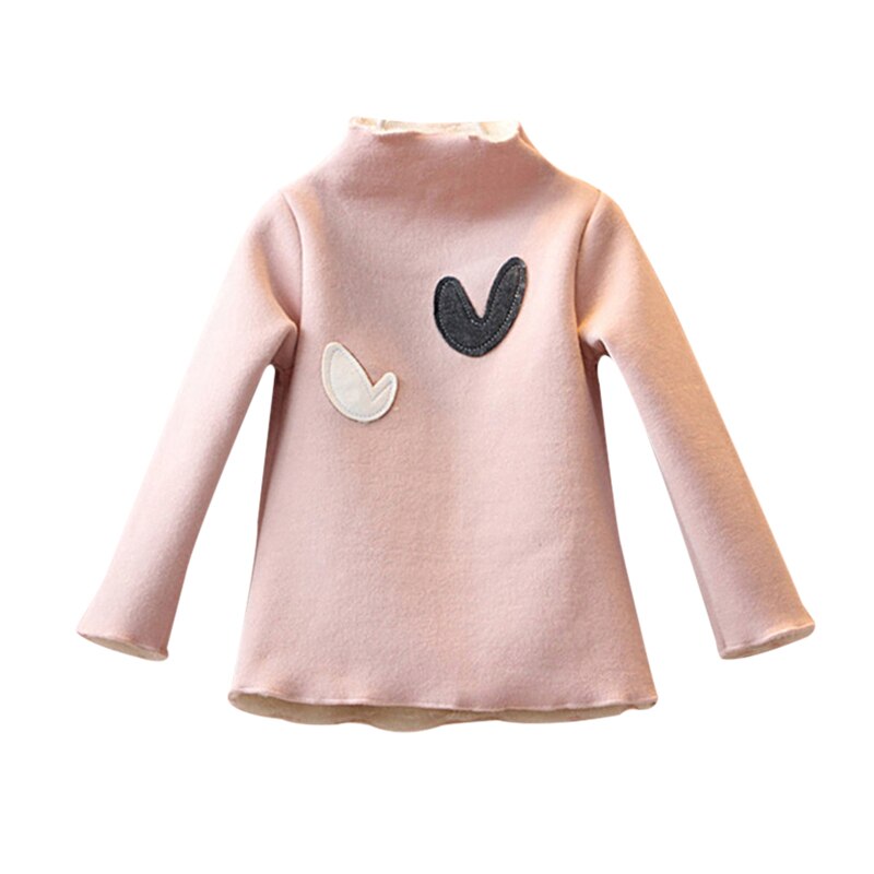 Winter Baby Meisjes Lange mouwen O-hals Liefde Hart T-shirt Dieptepunt Shirt Katoen kinderen Lange mouwen t-shirt: Sky Blue / 5-6Y