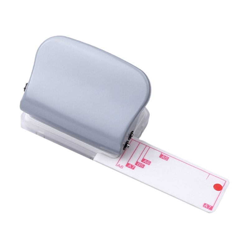 Portable Hole Puncher 3/6/9 Holes w/ Positioning Ruler Confetti Box 5 Sheet Capacity Skid-Resistant Base for School Home: Gray