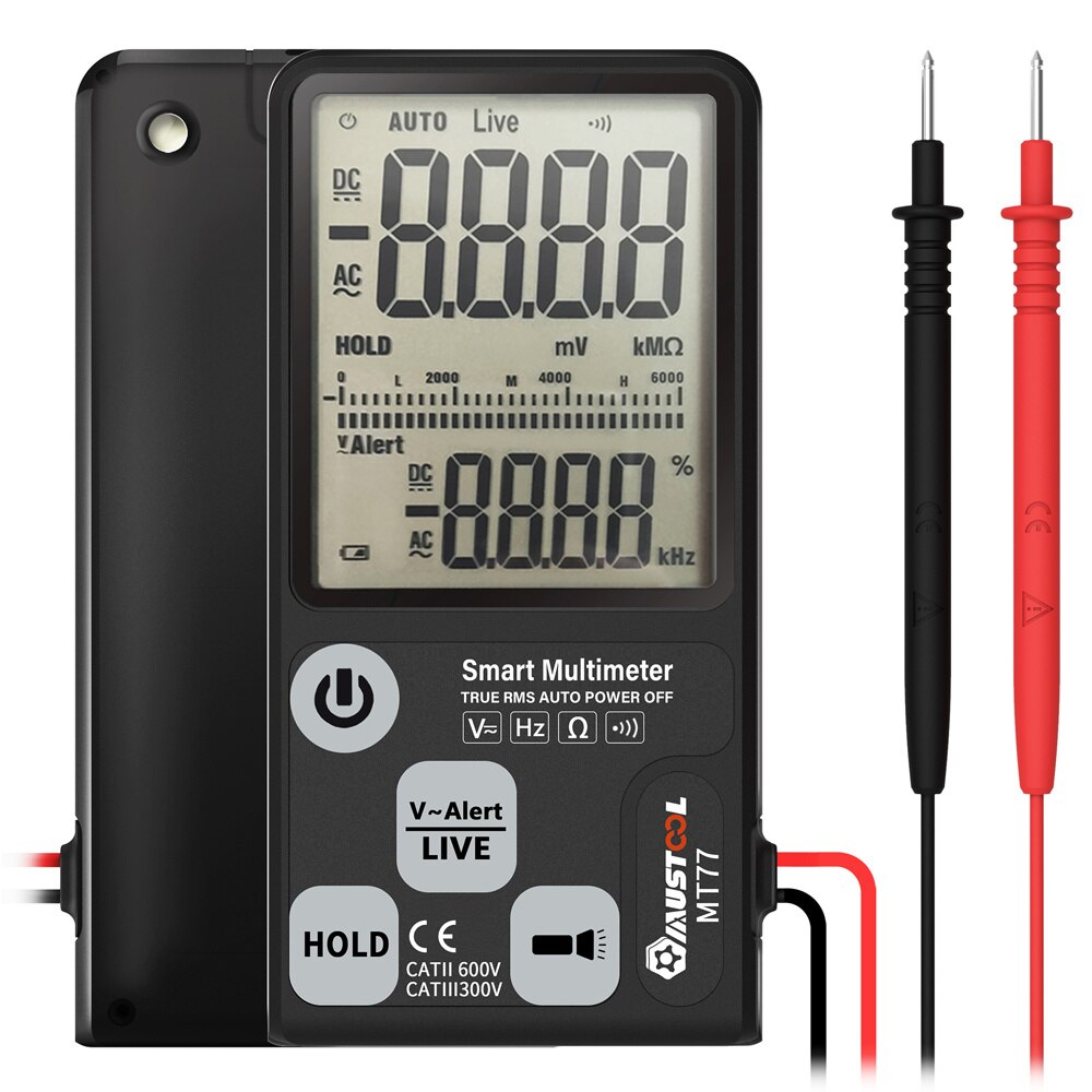 Large Screen Smart Digital Multimeter Voltage Tester 3-Line Display Fully Auto-Range True RMS 6000 Counts with Analog Bargraph