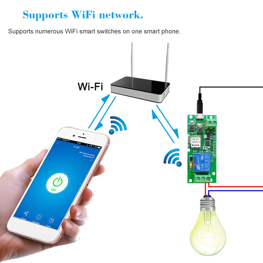EWeLink USB DC5V Wifi Schakelaar Draadloze Relais Module Smart Home Automation Modules voor Toegangscontrole Systeem Tippen/Self- vergrendeling