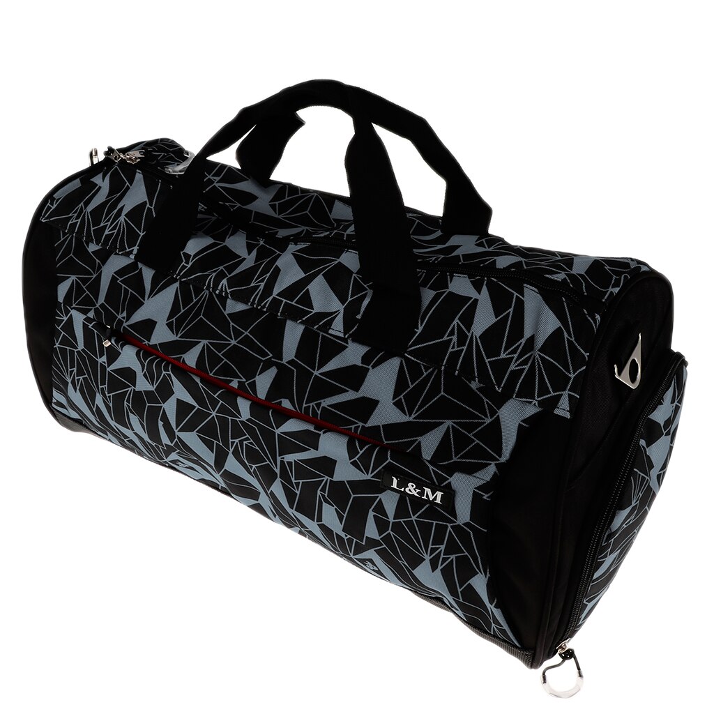 Waterproof Large Gym Bag Travel Shoe Compartment Workout Duffle Hand Bag for beach Swimming Pool Gym Multi-function Sport Bag: Geometric  Gray
