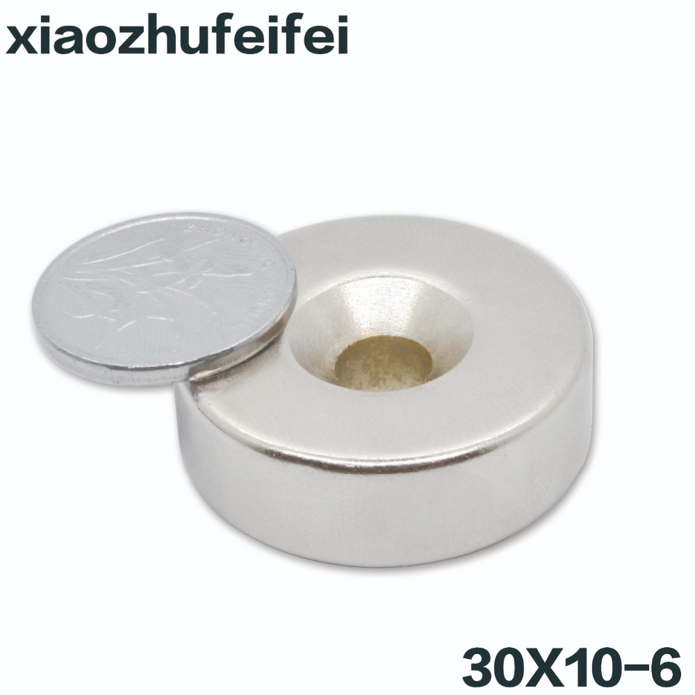 5 st 30x10mm Gat 6mm N35 Super Sterke Ring Verzonken Magneet 30mm x 10mm zeldzame Aarde Neo Neodymium Magneten Cilinder 30*10-6