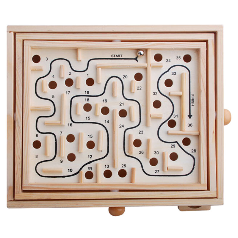 Træ labyrint spil, bord labyrint / balance bord bord labyrint solitaire spil til børn og voksne: Default Title