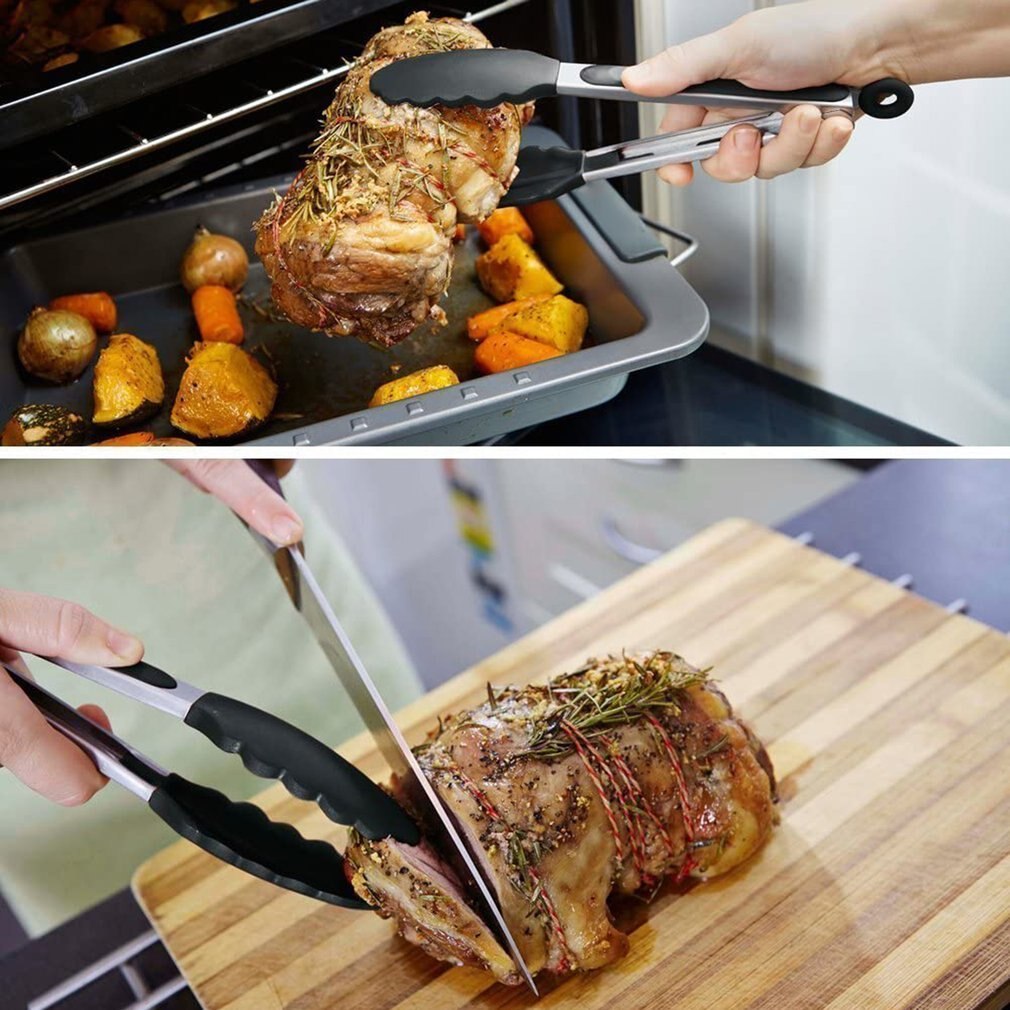 Stainless Steel Silicone Food Clip Easy To Store Safe For Non-Stick Cookware Intimate Triangle Support