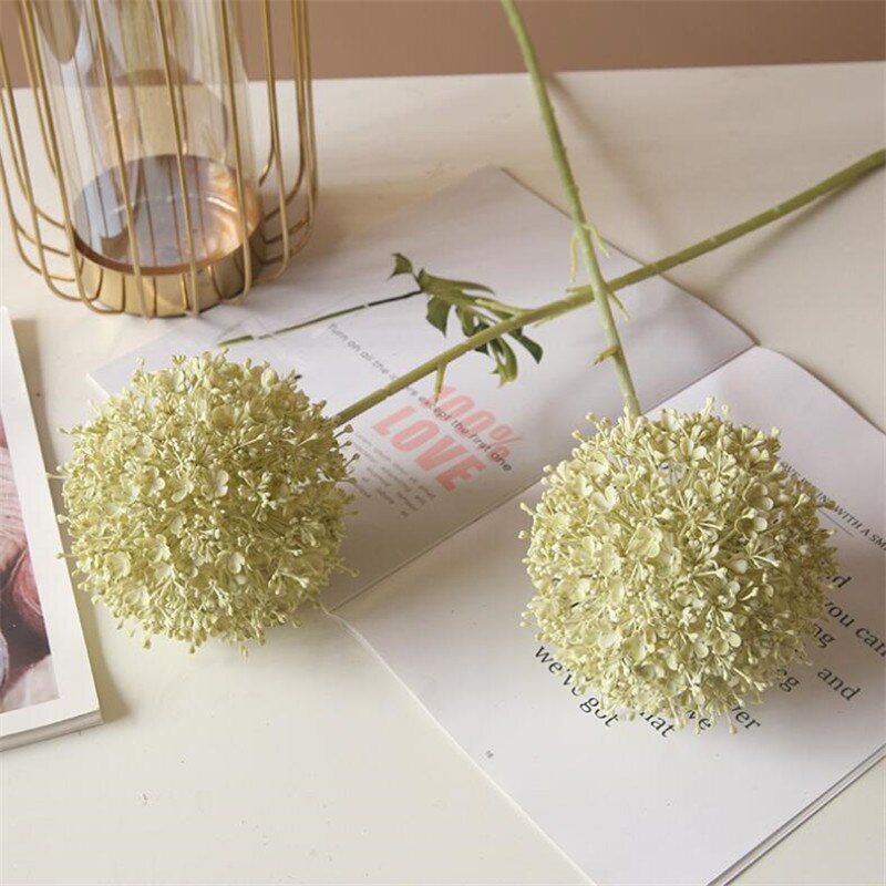 5pcs Artificial Alliums Stem Plastic Colorful Giant Onion Ball Flower Branch for Wedding Centerpieces Floral Decoration: Light Green
