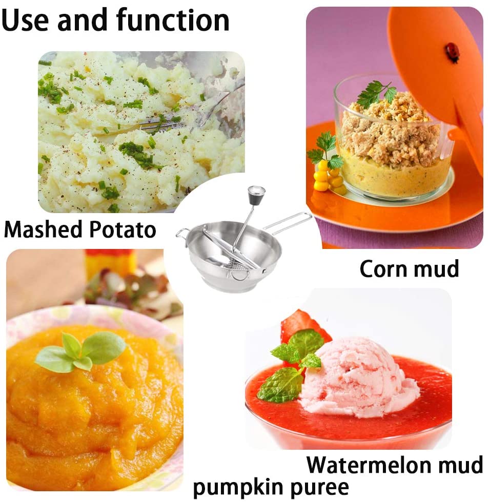 Multifunctional Food Mill Stainless Steel Potato Mashers With 3 Grinding Disks Manual Rotary Tomato Pumpkin Mills Kitchen Tools