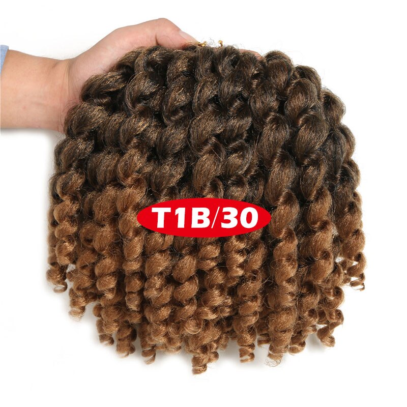 SAMBRAID Jamaican Bounce Crochet Hair Crochet Braids Curly Wand Crochet Hair Synthetic Braiding Hair Extensions 8 Inch For Women: T1B/30