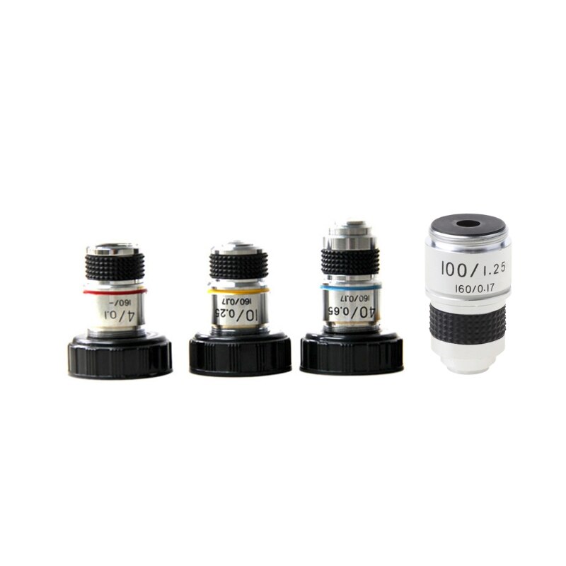 4X 10X 40X 100X Microscope Objective Lens Achromatic Objective Laboratory Biological Microscope parts
